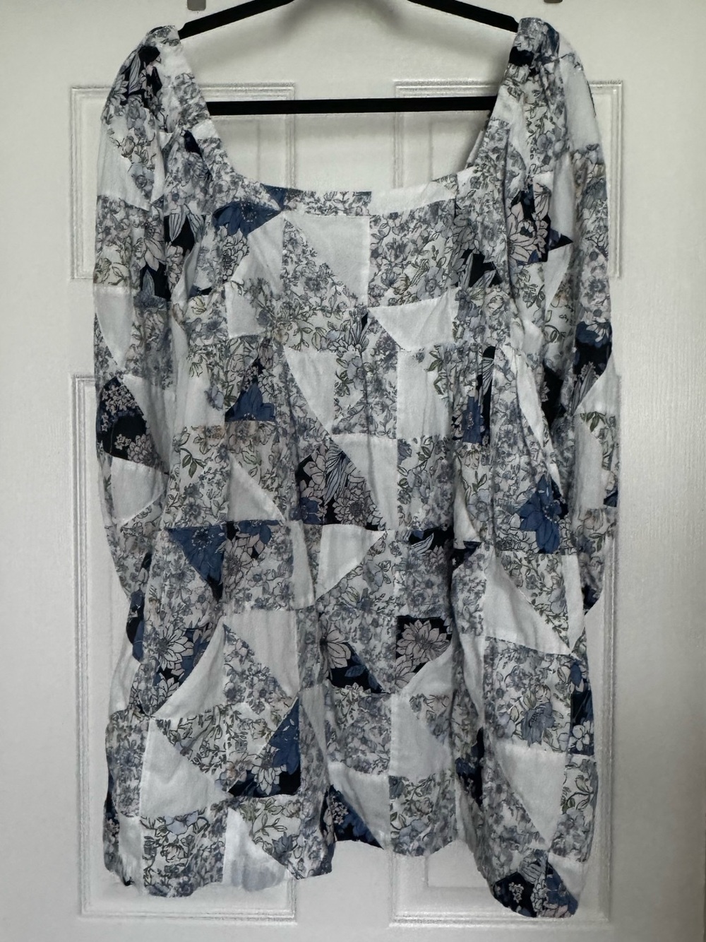 J.Crew Cotton Voile Quilt Patchwork Mini Dress Blue Floral | Medium | Like New